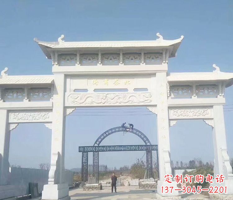 河北石牌坊三门牌坊石雕 (4)