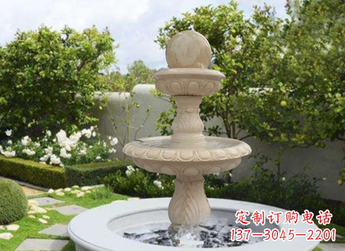 河北双层风水球喷泉别墅石雕