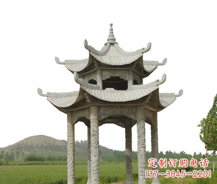 河北双层仿古石雕凉亭