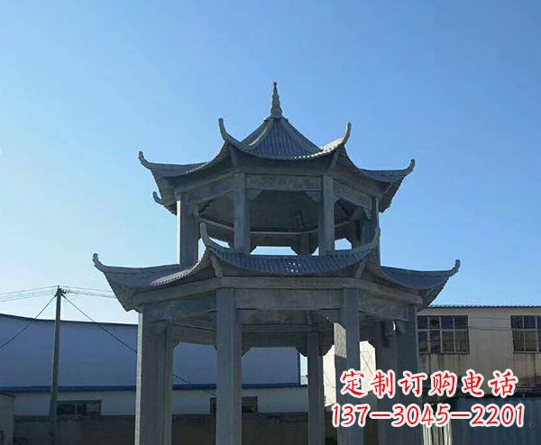 河北双层仿古石凉亭石雕_1