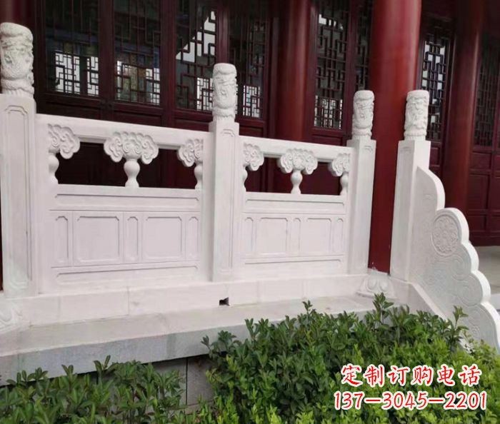 河北寺庙景观汉白玉石浮雕栏板 (3)