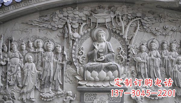 河北寺庙墙壁石浮雕佛像