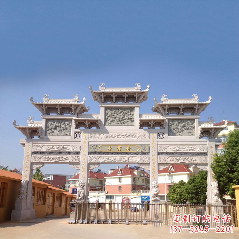 河北寺院大门石雕牌楼