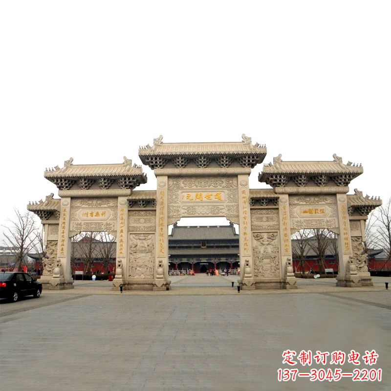 河北寺院景区石雕牌坊