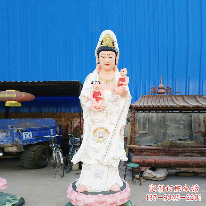 河北送子观音彩绘玻璃钢雕塑