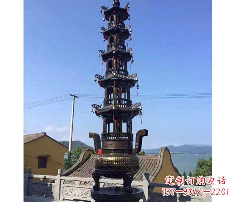 河北铜雕寺庙大型多层香炉