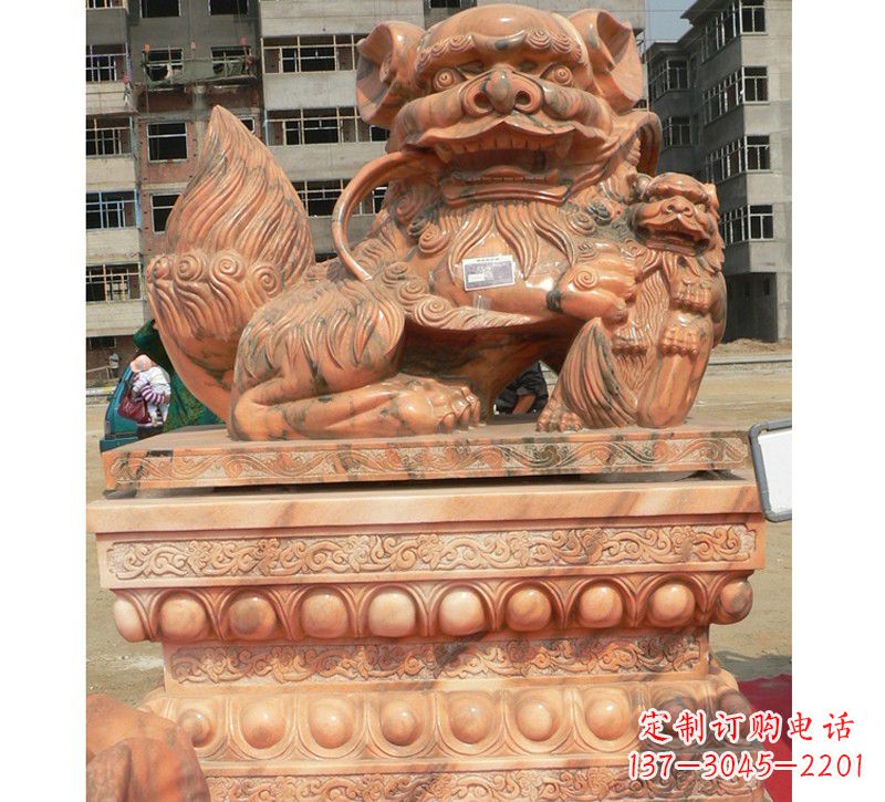 河北晚霞红南方石狮子