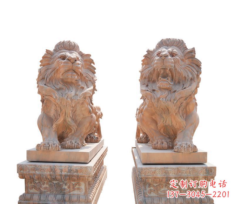 河北晚霞红欧式狮子雕塑