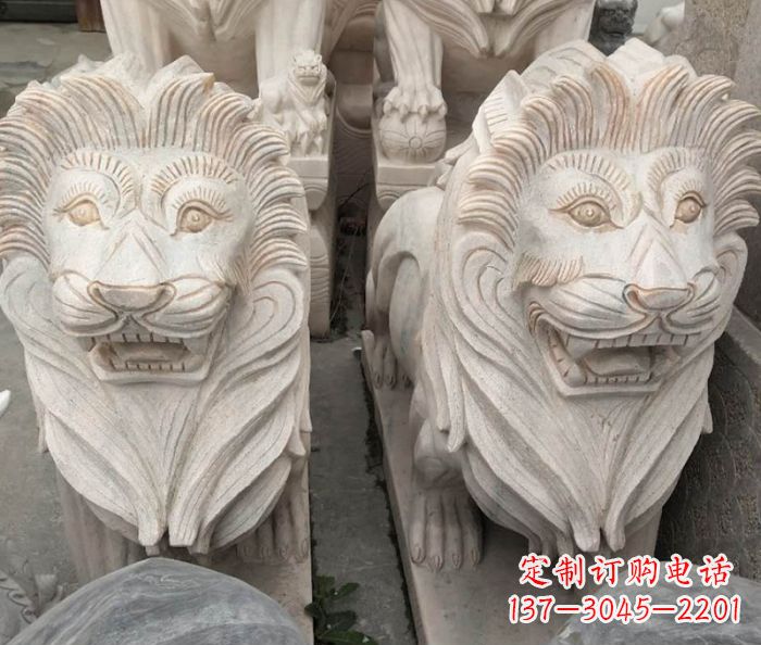 河北晚霞红欧式狮子石雕 (2)