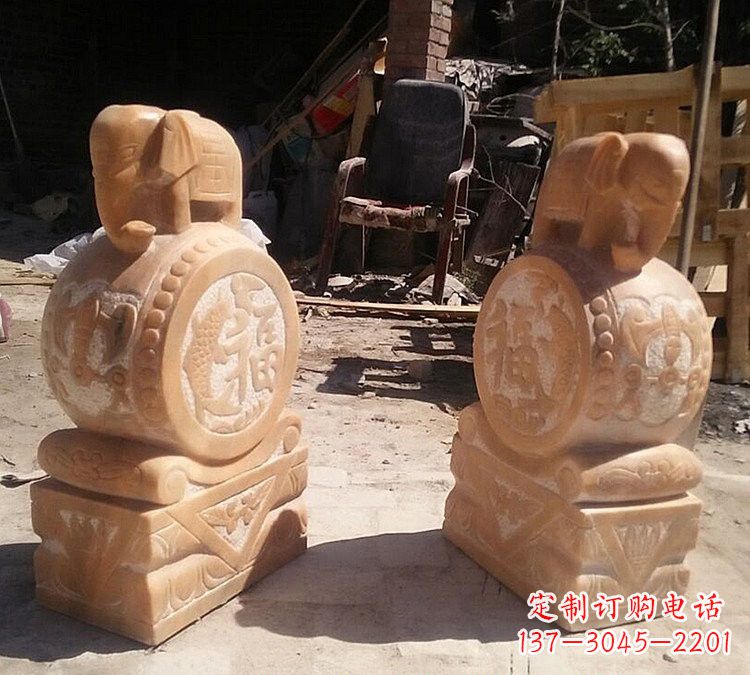 河北晚霞红小象门墩