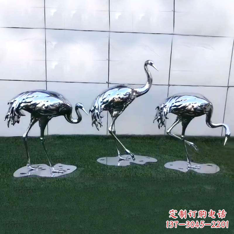 河北仙鹤镜面不锈钢雕塑