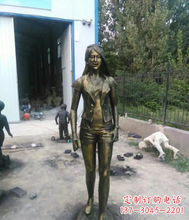 河北现代美女广场人物铜雕