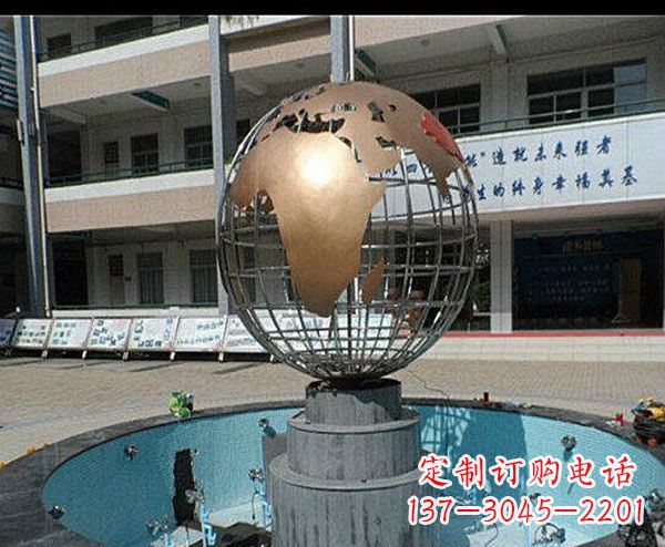 河北校园不锈钢地球喷泉雕塑