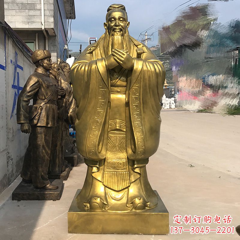 河北校园孔子铜雕像
