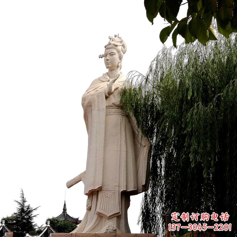 河北虞姬砂岩石雕-景区园林古代人物著名美女雕像