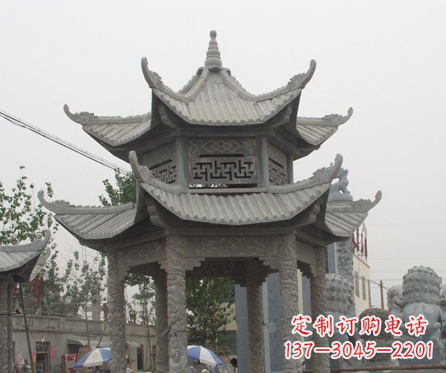 河北园林景观仿古石雕凉亭 (2)