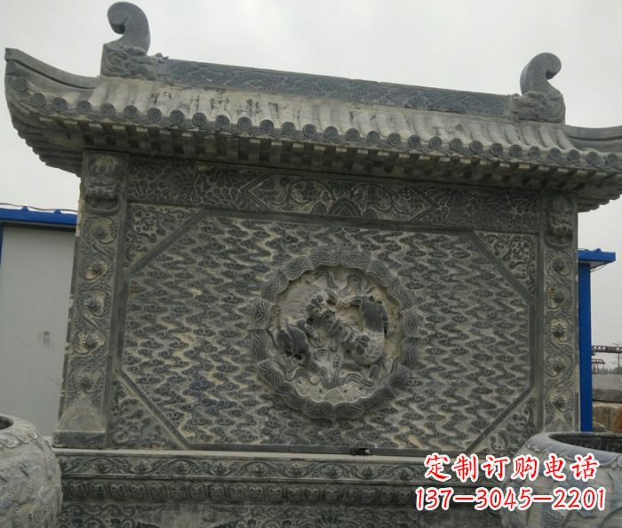 河北园林景观仿古石雕影壁
