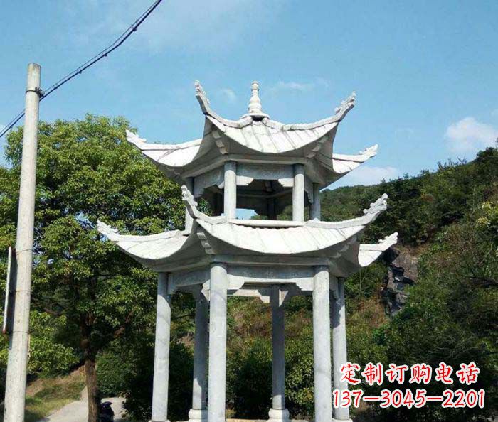 河北园林双层凉亭石雕