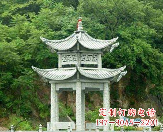 河北园林双层六角石凉亭景观石雕