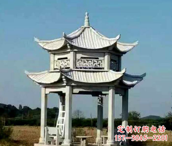 河北园林双层石雕凉亭 (2)