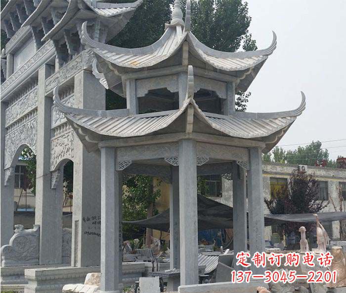 河北园林双层石雕凉亭