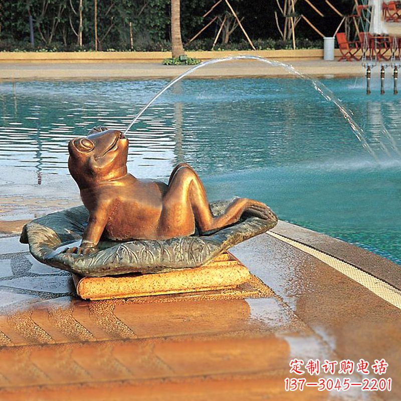 河北园林水景池塘游泳馆喷水青蛙铜雕塑