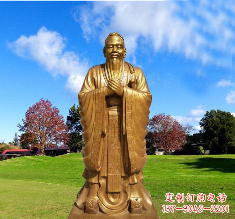 河北铸铜立式孔子雕塑